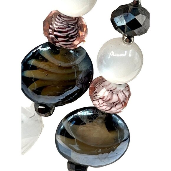 Elegant Multicolor Statement Necklace With Beads & Stones Adjustable Length - Picture 8 of 10